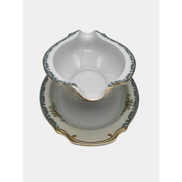 Empress China EMP47 Gravy Boat w/ Underplate Japan Hand Painted Floral Pattern - Picture 3 of 6